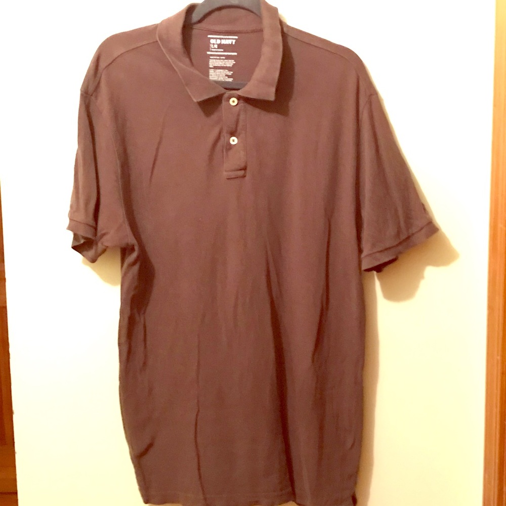 Brown Old Navy 2-Button Collared Tee